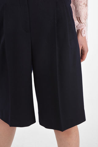 High-Waisted Double-pleated Wool Shorts