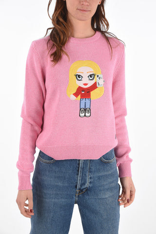 Crew Neck CF MASCOTTE Sweater with Embroidery and Apllication