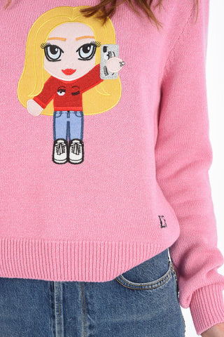 Crew Neck CF MASCOTTE Sweater with Embroidery and Apllication