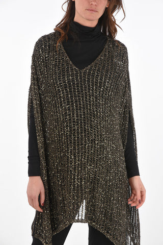 V Neck Lurex Caftan with Micro-sequines