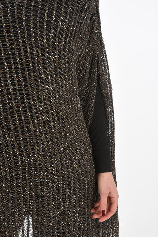 V Neck Lurex Caftan with Micro-sequines