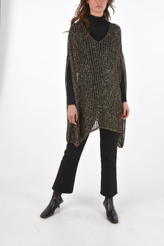 V Neck Lurex Caftan with Micro-sequines