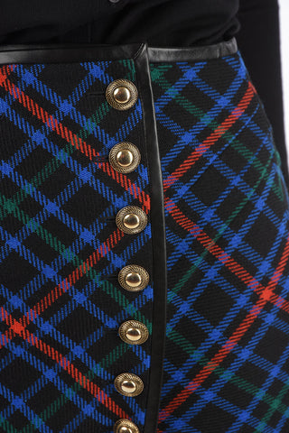 Tartan Virgin Wool Longuette with Front Split and Jewel Buttons