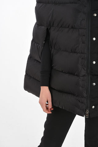 Duvet Padded Cape with Fox Fur Collar