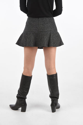 Flared Herringbone Patterned Mini Skort