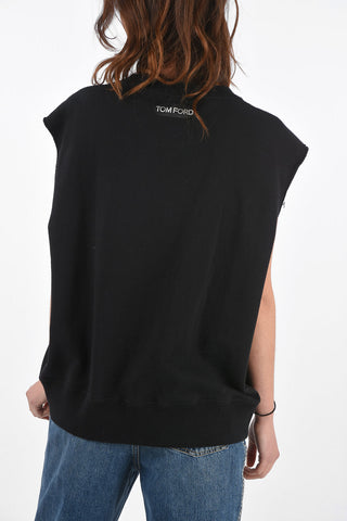 Crew Neck Jersey Tank with Raw Cut Sleeves