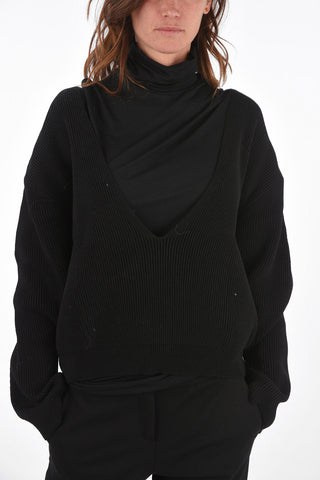 Ribbed V neck sweater
