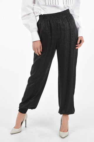 Joggers in Lurex Sfoderati con Elastico in Vita e alla Caviglia