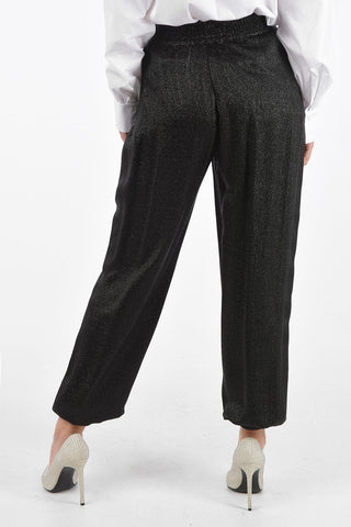 Joggers in Lurex Sfoderati con Elastico in Vita e alla Caviglia