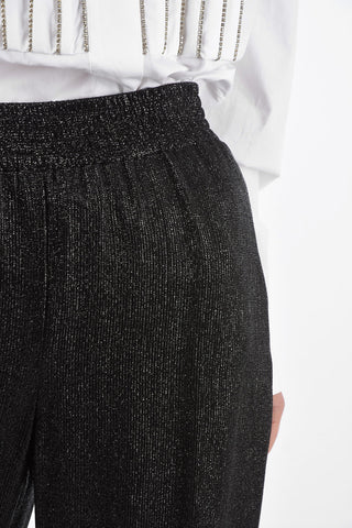 Joggers in Lurex Sfoderati con Elastico in Vita e alla Caviglia