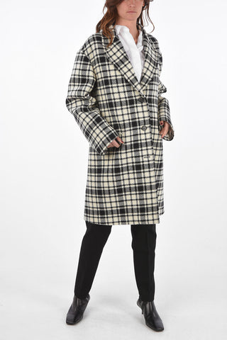 2 Buttons Shetland Check Coat with Flap Pockets