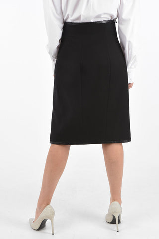 Virgin Wool Longuette with Front Split and Hidden Buttoning
