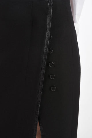 Virgin Wool Longuette with Front Split and Hidden Buttoning