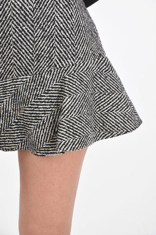 Minigonna-Pantalone Svasata con Fantasia Herringbone