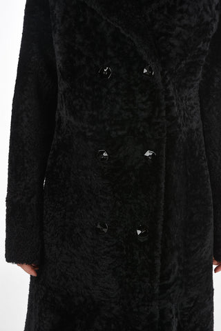 Reversible Double Breasted Shearling Coat