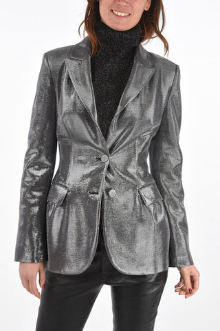 Single-breasted 2 Buttons Lurex Blazer with Peak Lapel