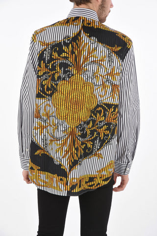 Pinstriped Cotton Shirt with BAROCCO Printed on the Back