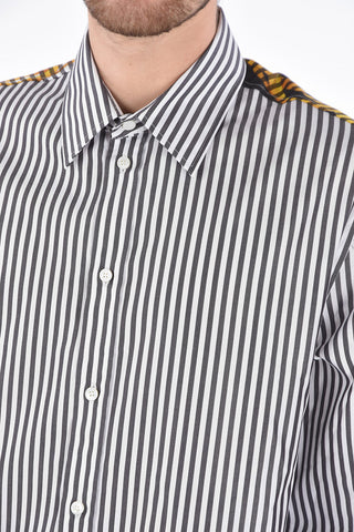 Pinstriped Cotton Shirt with BAROCCO Printed on the Back