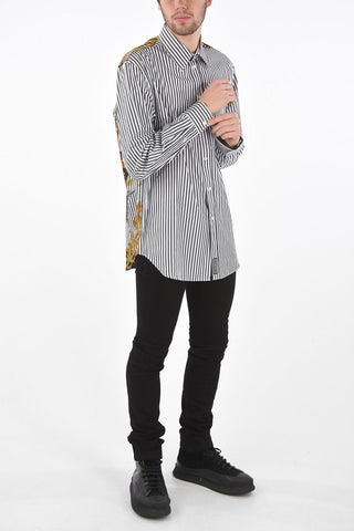 Pinstriped Cotton Shirt with BAROCCO Printed on the Back