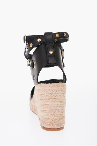 Espadrillas in pelle con zeppa in corda ed borchie TAILLAT 9cm
