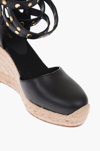 Espadrillas in pelle con zeppa in corda ed borchie TAILLAT 9cm