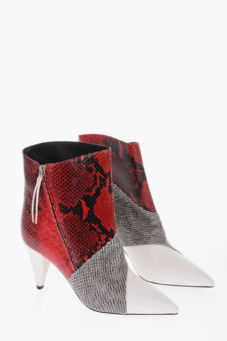 8cm snake print leather LATTS Cone Heel Ankle boots