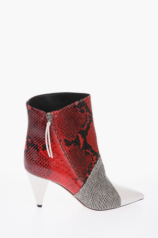 8cm snake print leather LATTS Cone Heel Ankle boots