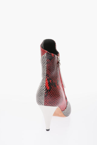 8cm snake print leather LATTS Cone Heel Ankle boots