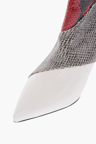 8cm snake print leather LATTS Cone Heel Ankle boots