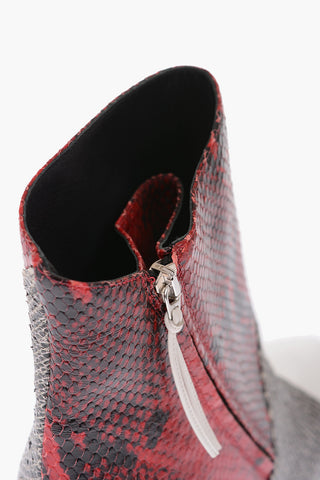 8cm snake print leather LATTS Cone Heel Ankle boots