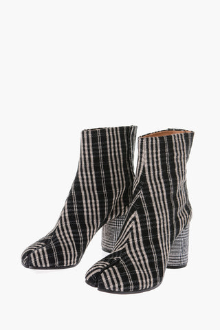 MM22 8.5cm leather and fabric tartan TABI ankle boots