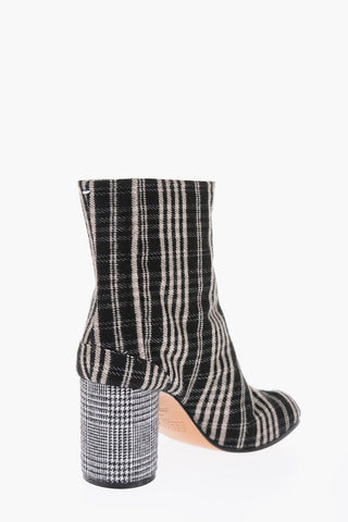 MM22 8.5cm leather and fabric tartan TABI ankle boots