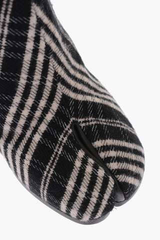 MM22 8.5cm leather and fabric tartan TABI ankle boots