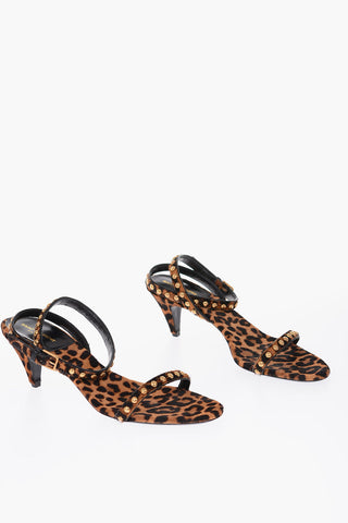 6cm pony studded Ankle-strap sandals