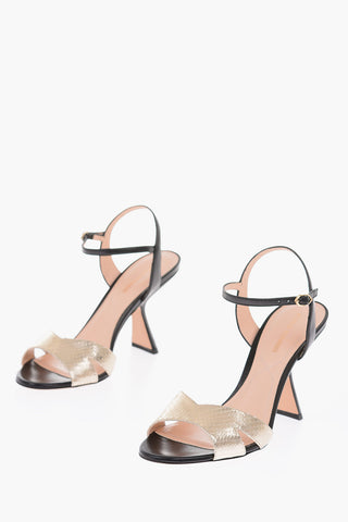 9cm leather snake printed LEXI Ankle-strap sandals