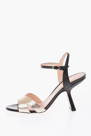 9cm leather snake printed LEXI Ankle-strap sandals