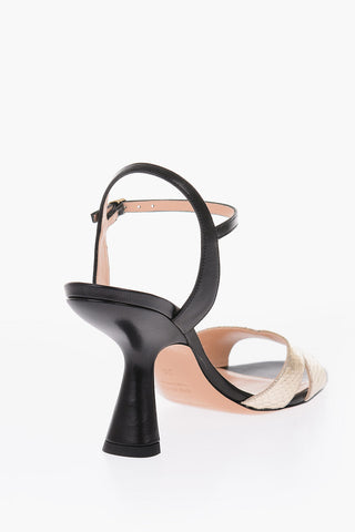 9cm leather snake printed LEXI Ankle-strap sandals