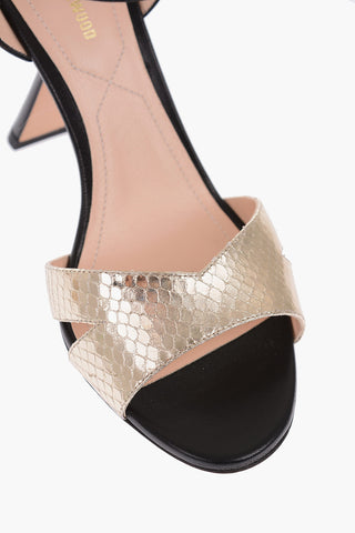 9cm leather snake printed LEXI Ankle-strap sandals