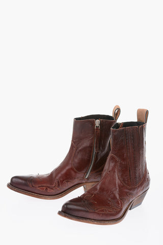 5cm leather SANTIAGO Western boots with inner zip