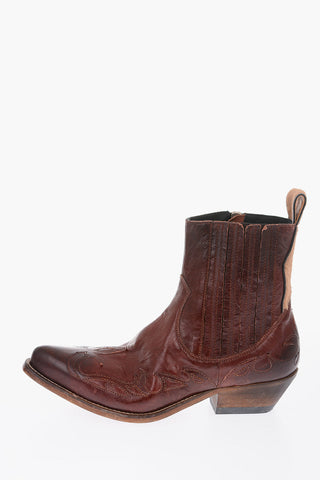 5cm leather SANTIAGO Western boots with inner zip