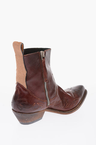 5cm leather SANTIAGO Western boots with inner zip