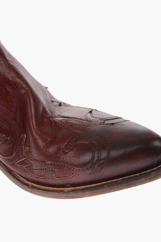 5cm leather SANTIAGO Western boots with inner zip