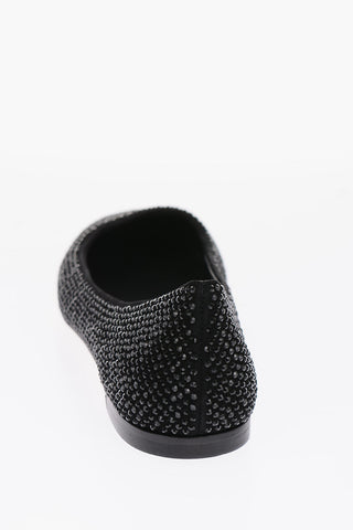 leather rhinestone embellished KANDA Square Toe Ballet flats