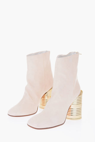 MM6 11cm Tin Can Heel Buffeted Leather Ankle Boot 