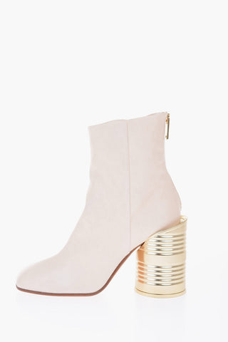 MM6 11cm Tin Can Heel Buffeted Leather Ankle Boot 