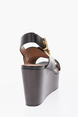 9cm leather Wedge sandals