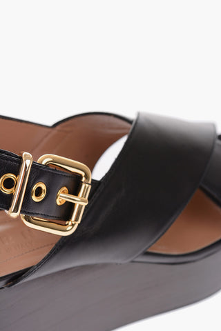 9cm leather Wedge sandals