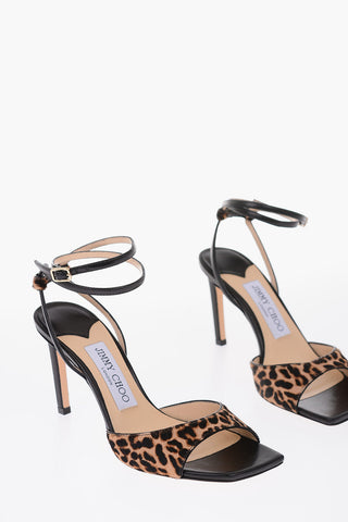 8.5cm pony cheetah-print Ankle-strap sandals