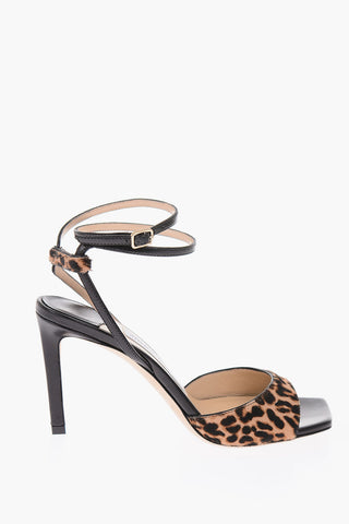 8.5cm pony cheetah-print Ankle-strap sandals