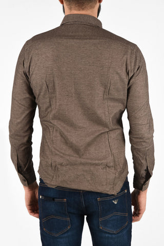 CC COLLECTION Camicia Collo Francese in Barleycorn di Cotone